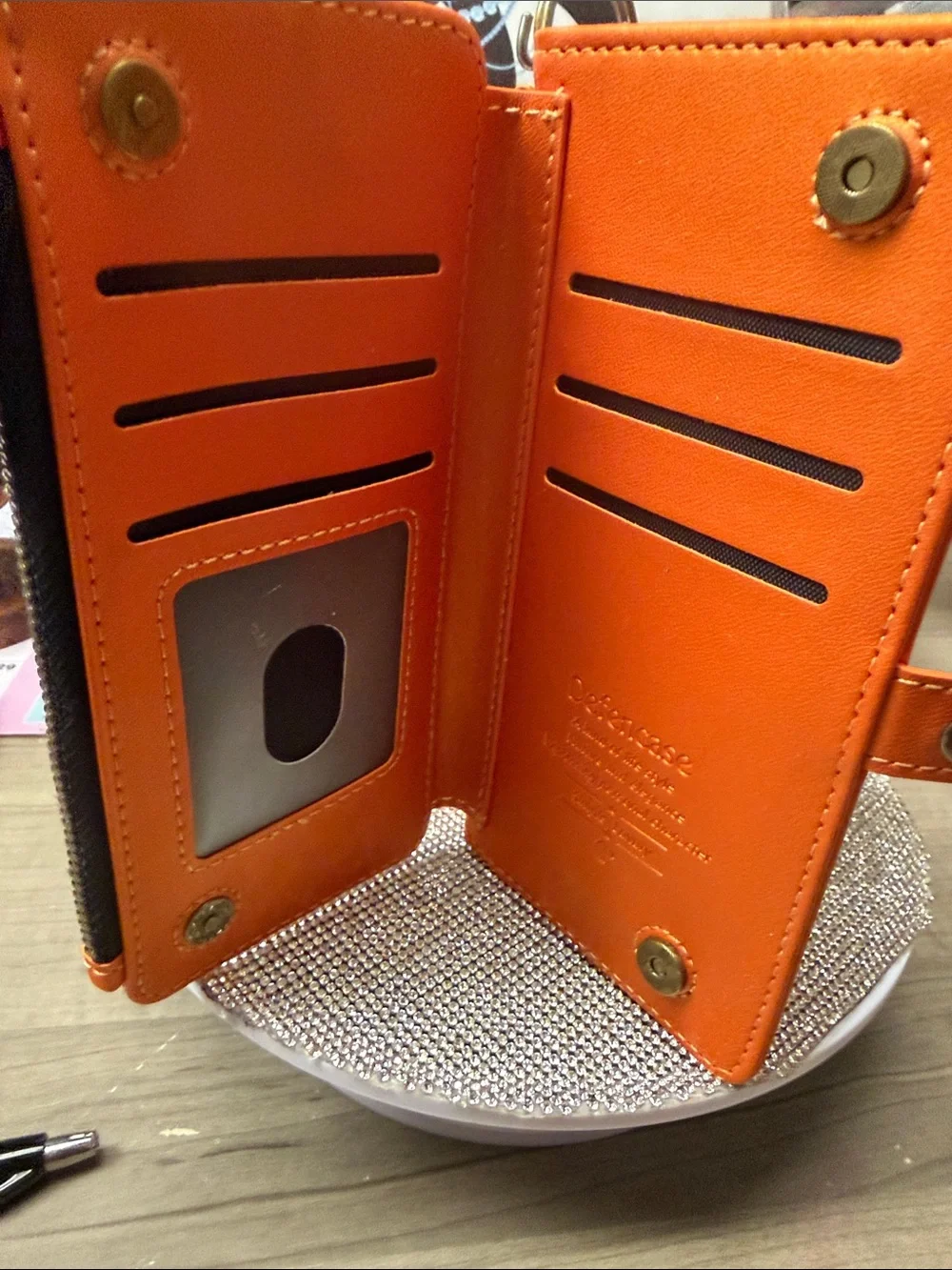 Orange Wallet Phone Case with Card Slots fits 17pro